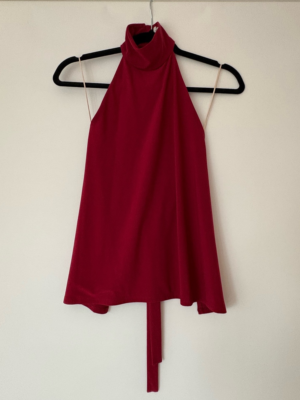 Aritzia Women’s Halter Neck Trapeze Dress in Deep Red